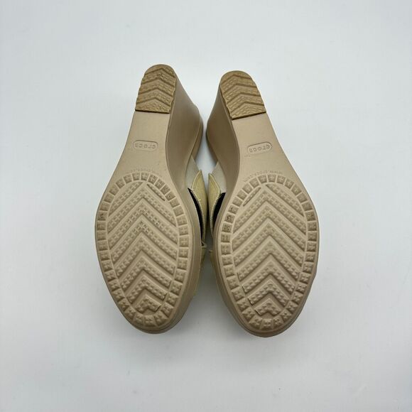 Crocs Leigh II Cris-Cross Strap Wedge Women's Size 10 Beige Comfort Sandals - Picture 8 of 12